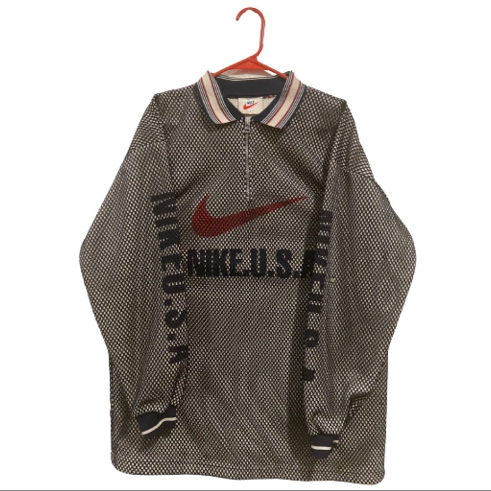 RARE Vintage NIKE USA Olympic Pullover Zip Up Jacket with Collar